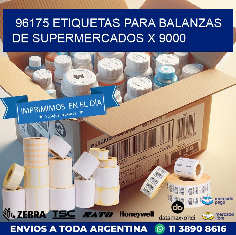 96175 ETIQUETAS PARA BALANZAS DE SUPERMERCADOS X 9000
