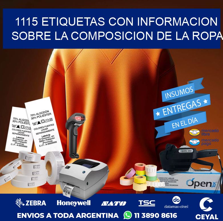 1115 ETIQUETAS CON INFORMACION SOBRE LA COMPOSICION DE LA ROPA