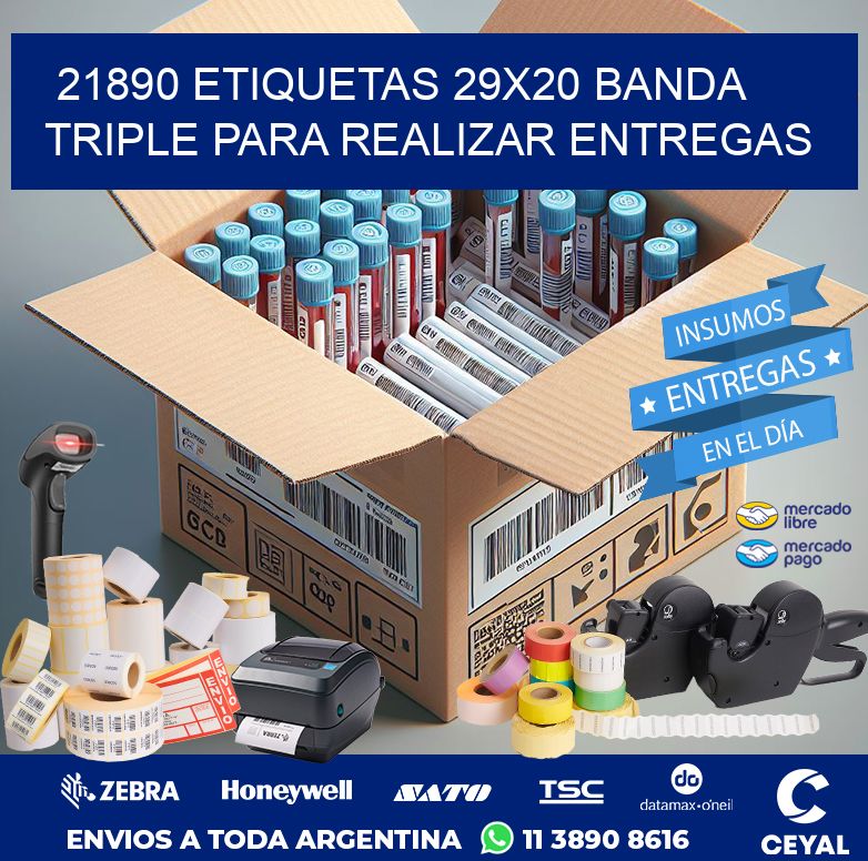 21890 ETIQUETAS 29X20 BANDA TRIPLE PARA REALIZAR ENTREGAS