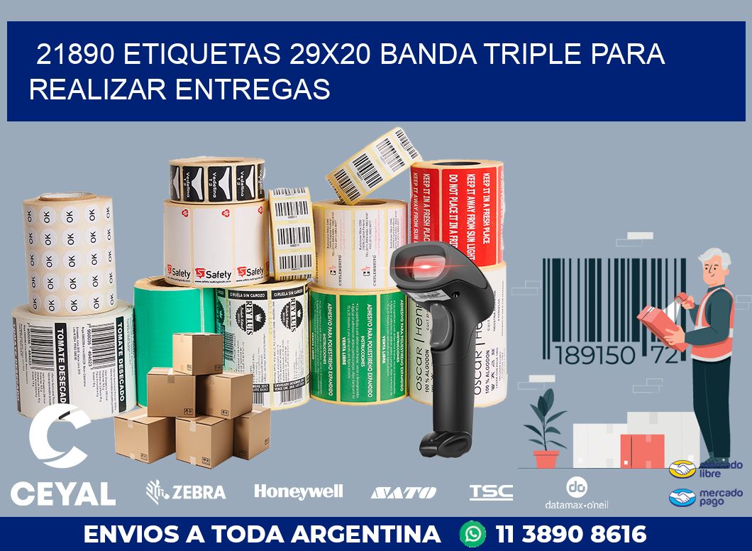 21890 ETIQUETAS 29X20 BANDA TRIPLE PARA REALIZAR ENTREGAS
