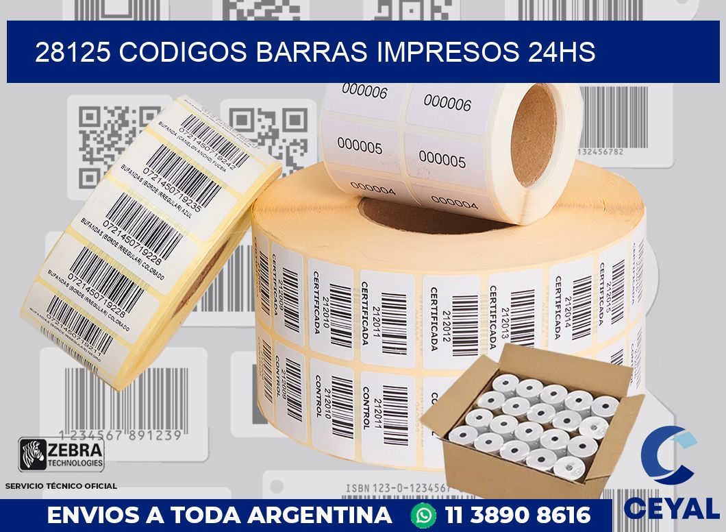 28125 codigos barras impresos 24hs