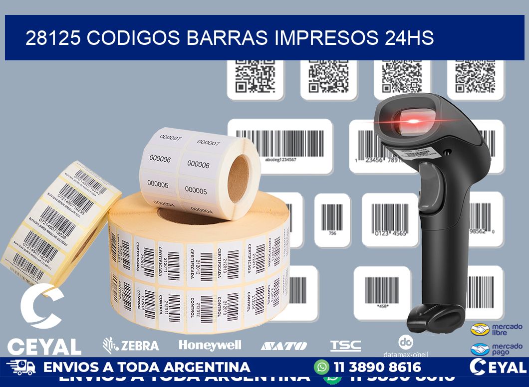 28125 codigos barras impresos 24hs