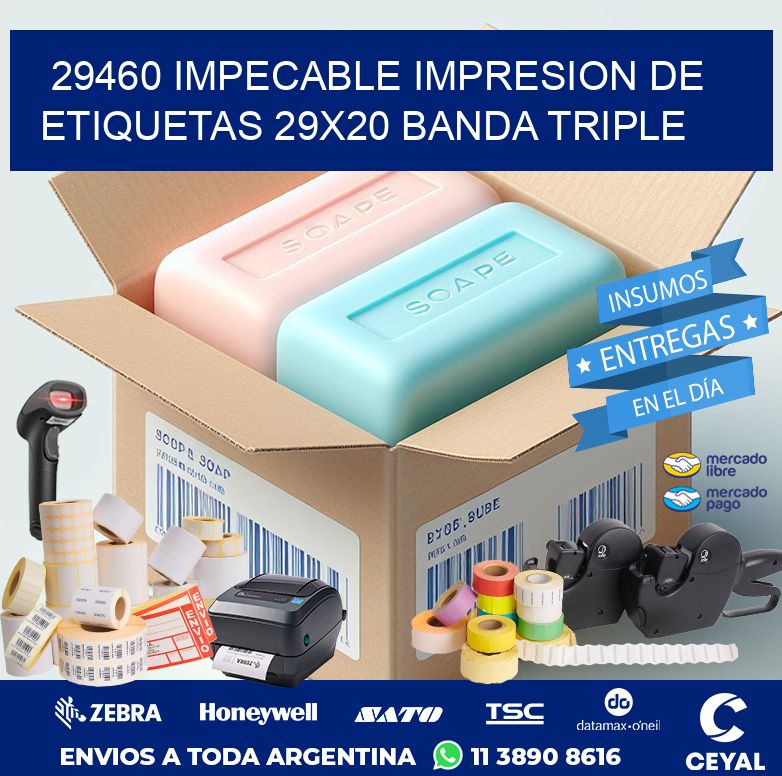 29460 IMPECABLE IMPRESION DE ETIQUETAS 29X20 BANDA TRIPLE