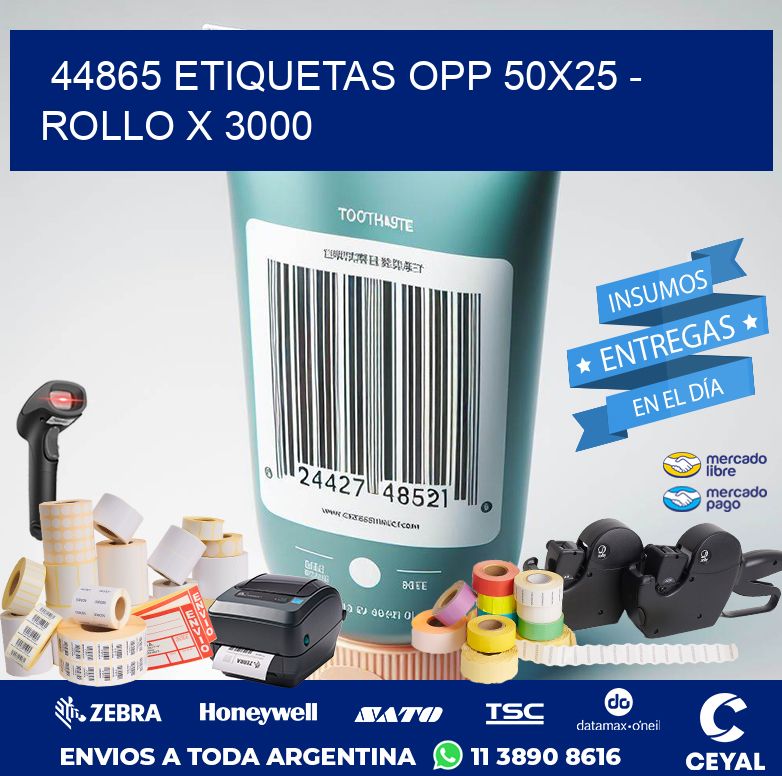44865 ETIQUETAS OPP 50X25 - ROLLO X 3000