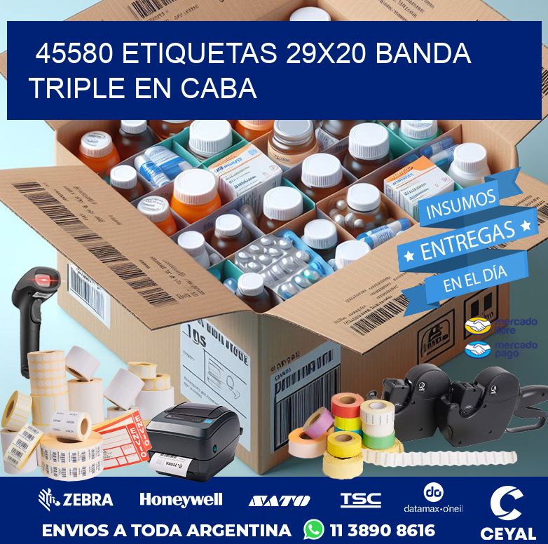 45580 ETIQUETAS 29X20 BANDA TRIPLE EN CABA