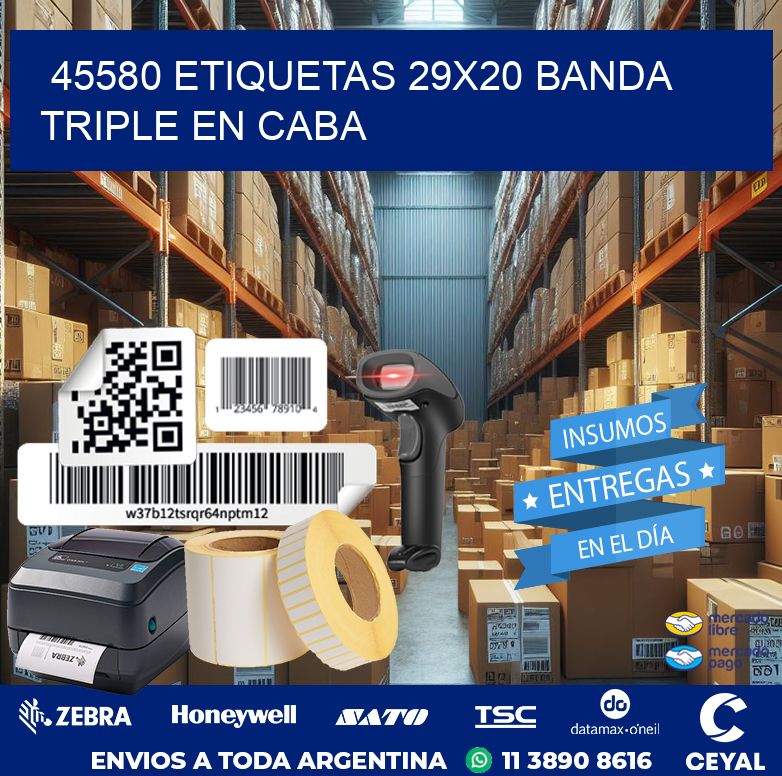 45580 ETIQUETAS 29X20 BANDA TRIPLE EN CABA