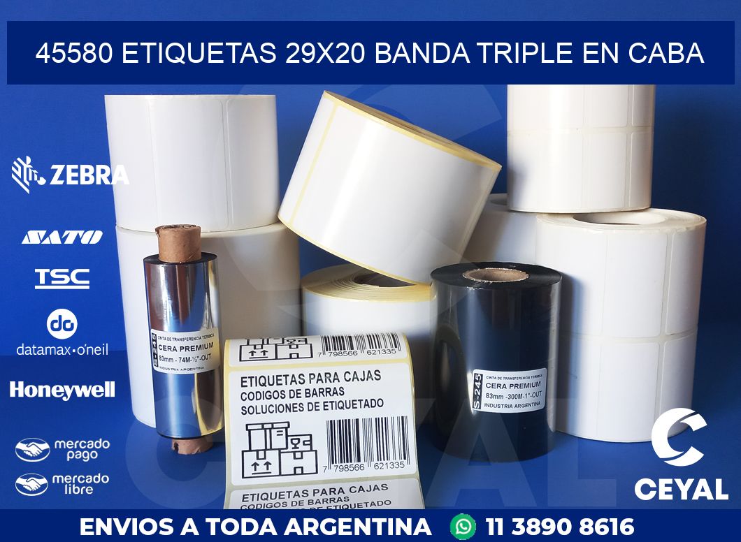 45580 ETIQUETAS 29X20 BANDA TRIPLE EN CABA