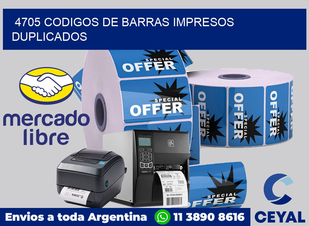 4705 codigos de barras impresos duplicados