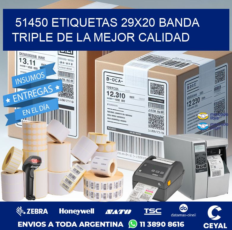 51450 ETIQUETAS 29X20 BANDA TRIPLE DE LA MEJOR CALIDAD