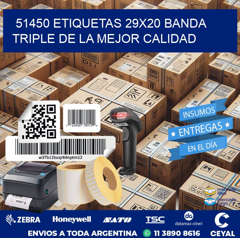 51450 ETIQUETAS 29X20 BANDA TRIPLE DE LA MEJOR CALIDAD