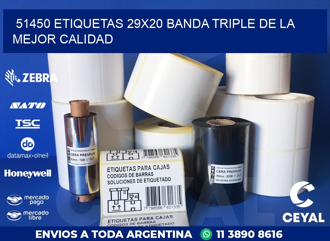 51450 ETIQUETAS 29X20 BANDA TRIPLE DE LA MEJOR CALIDAD