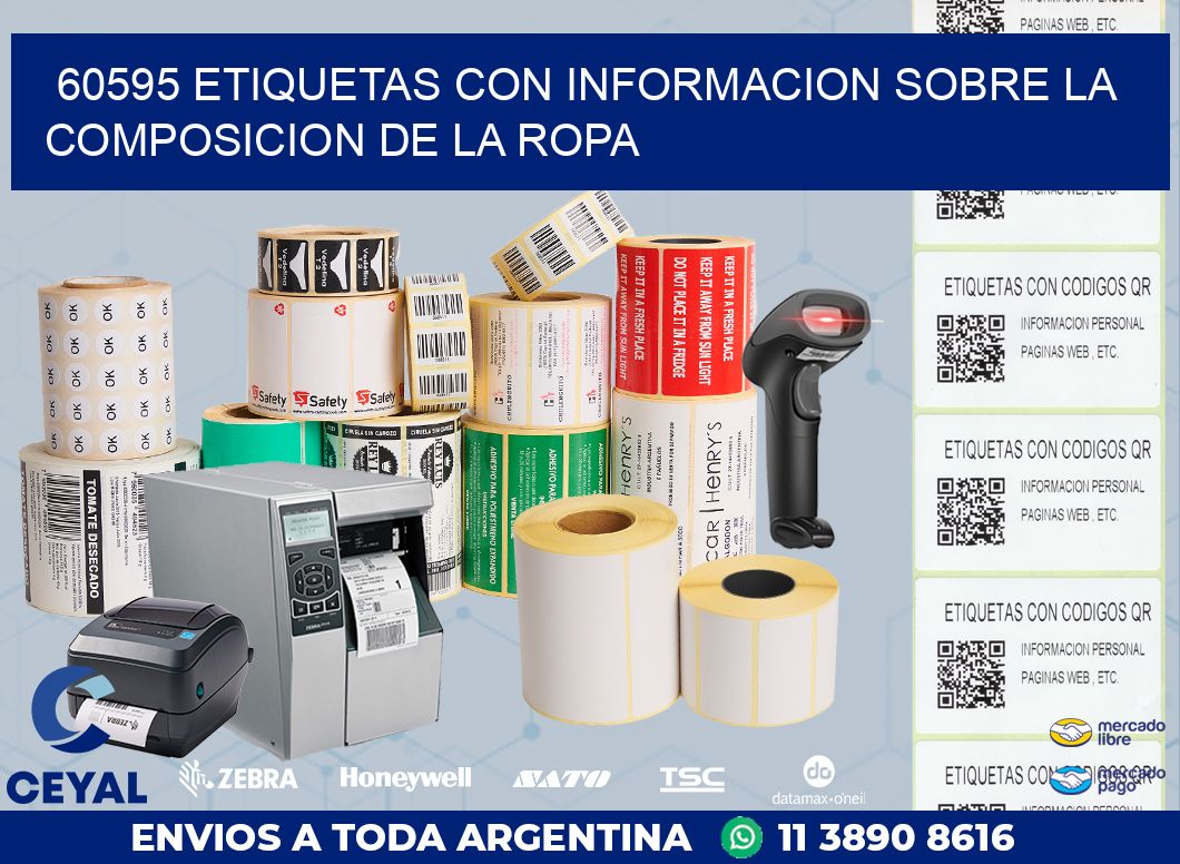 60595 ETIQUETAS CON INFORMACION SOBRE LA COMPOSICION DE LA ROPA