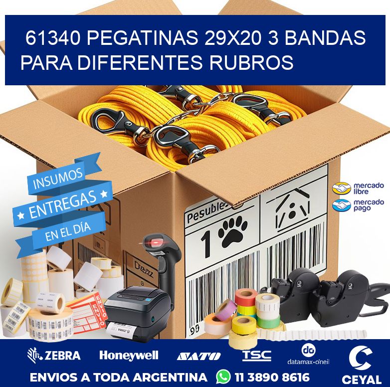 61340 PEGATINAS 29X20 3 BANDAS PARA DIFERENTES RUBROS