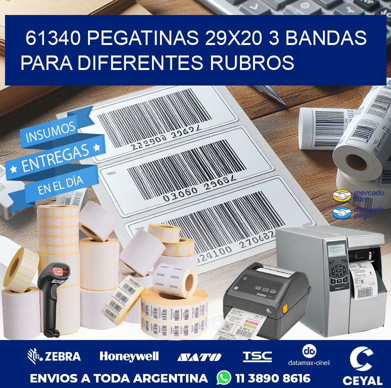 61340 PEGATINAS 29X20 3 BANDAS PARA DIFERENTES RUBROS