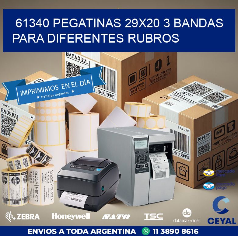 61340 PEGATINAS 29X20 3 BANDAS PARA DIFERENTES RUBROS