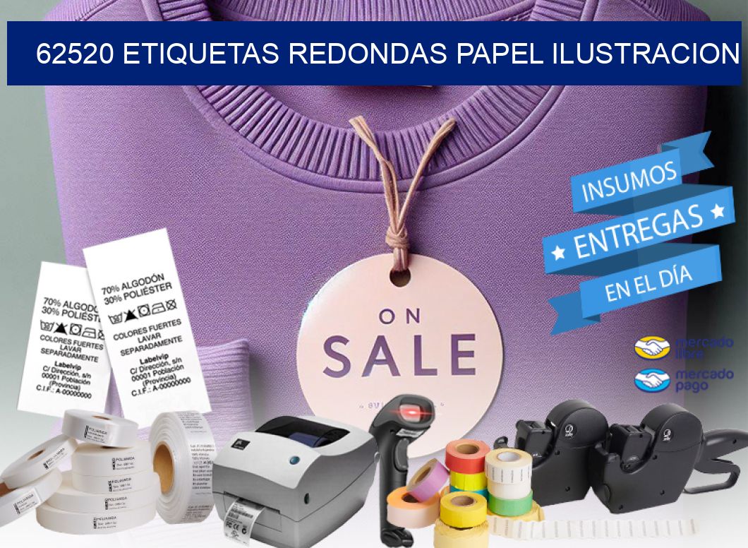 62520 ETIQUETAS REDONDAS PAPEL ILUSTRACION