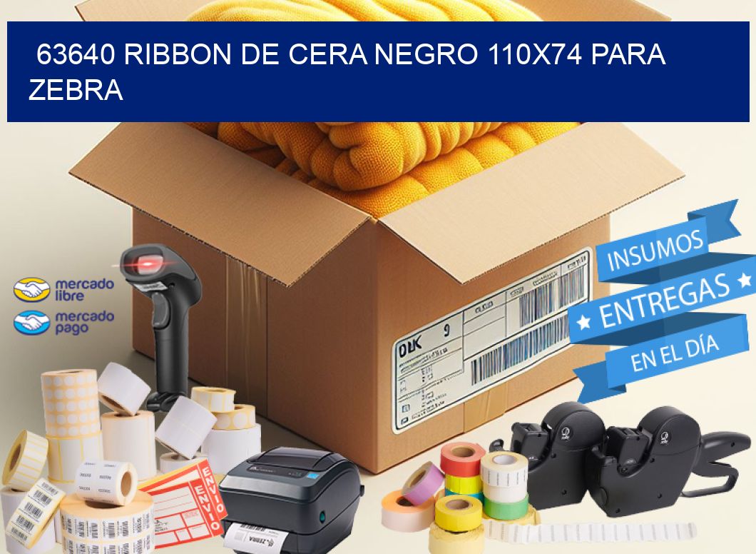 63640 RIBBON DE CERA NEGRO 110X74 PARA ZEBRA