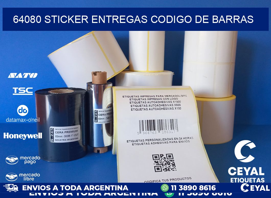 64080 STICKER ENTREGAS CODIGO DE BARRAS