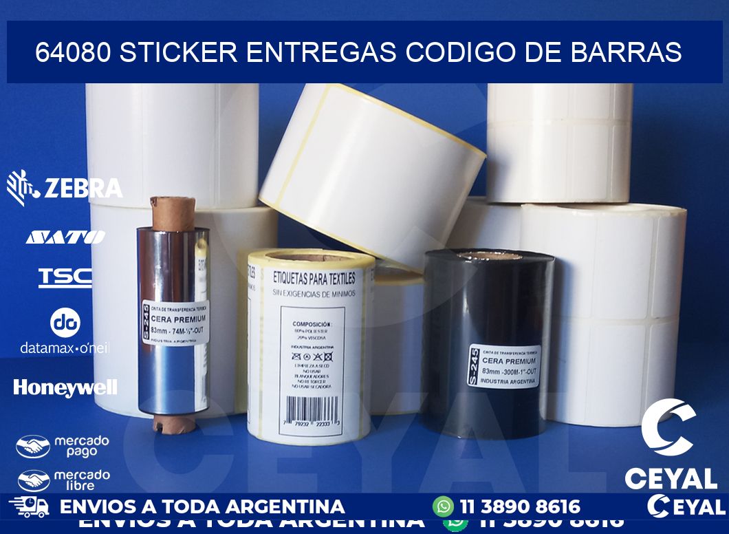 64080 STICKER ENTREGAS CODIGO DE BARRAS