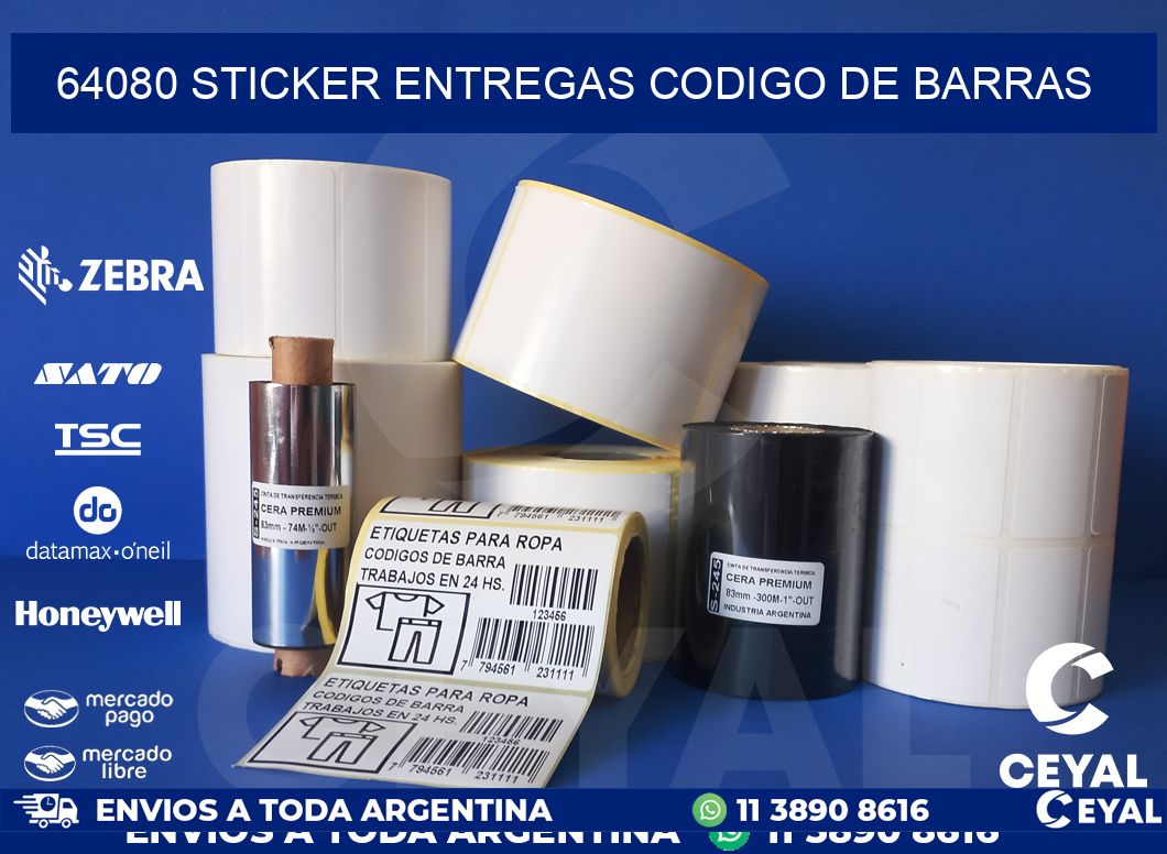 64080 STICKER ENTREGAS CODIGO DE BARRAS