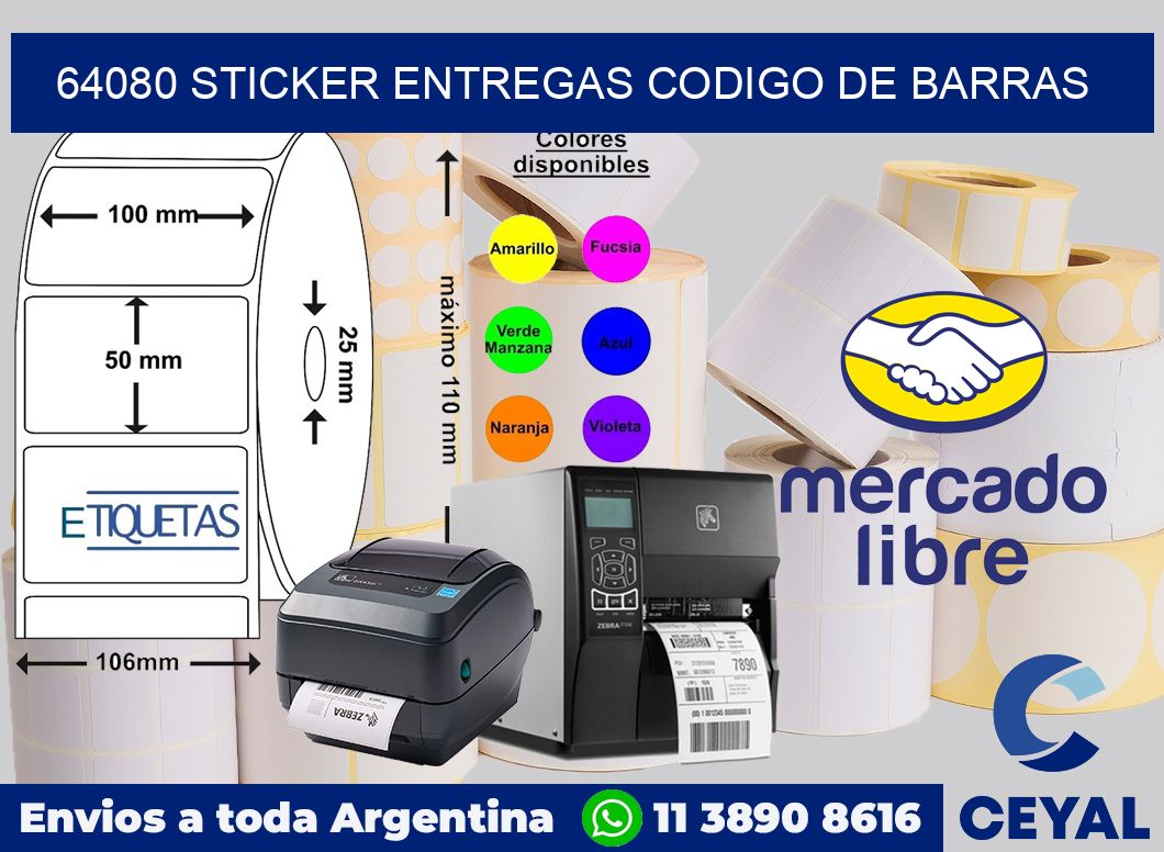 64080 STICKER ENTREGAS CODIGO DE BARRAS