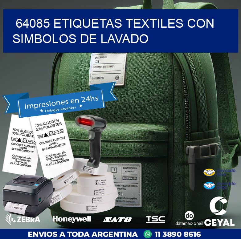 64085 ETIQUETAS TEXTILES CON SIMBOLOS DE LAVADO