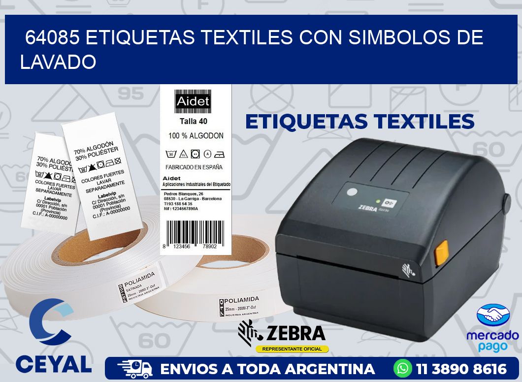 64085 ETIQUETAS TEXTILES CON SIMBOLOS DE LAVADO