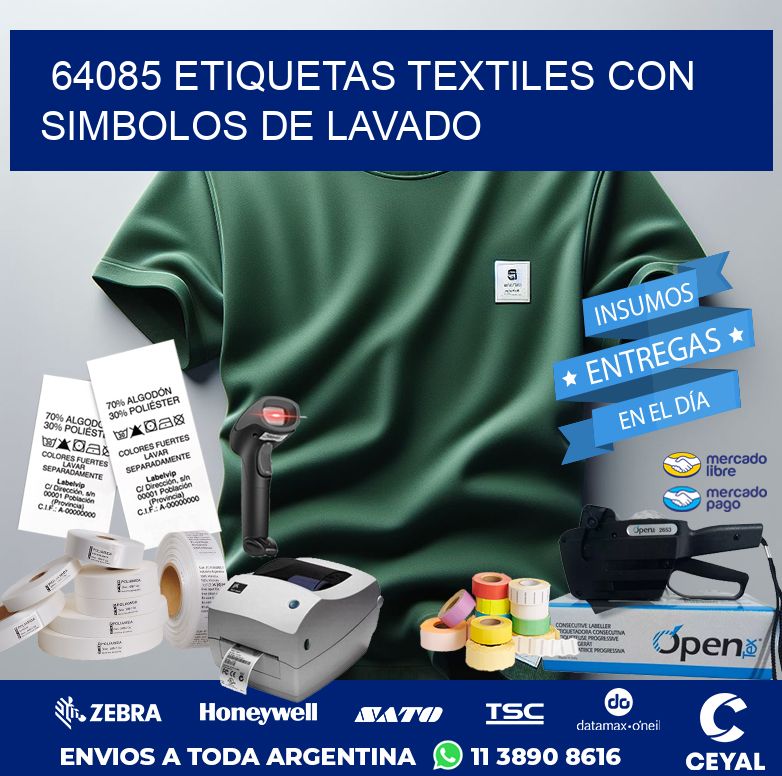 64085 ETIQUETAS TEXTILES CON SIMBOLOS DE LAVADO