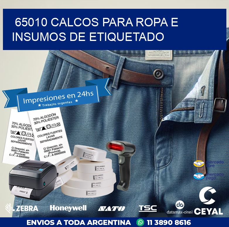 65010 CALCOS PARA ROPA E INSUMOS DE ETIQUETADO