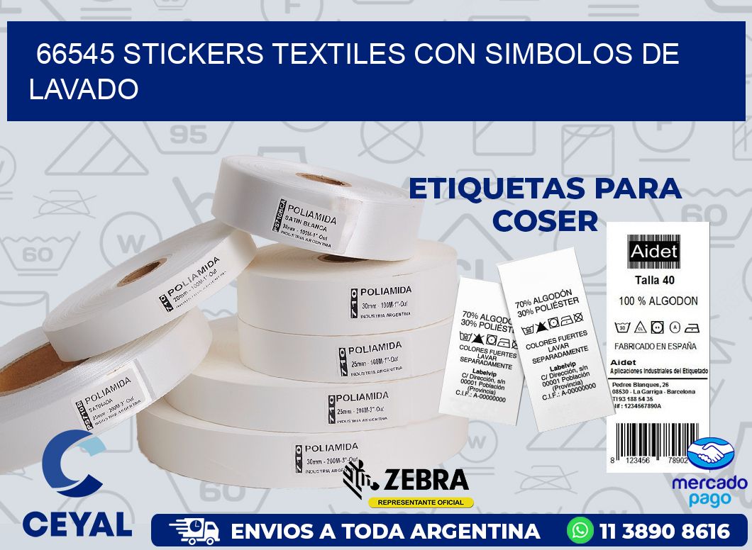 66545 STICKERS TEXTILES CON SIMBOLOS DE LAVADO