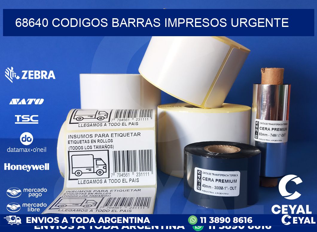 68640 CODIGOS BARRAS IMPRESOS URGENTE
