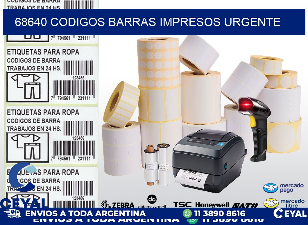 68640 CODIGOS BARRAS IMPRESOS URGENTE
