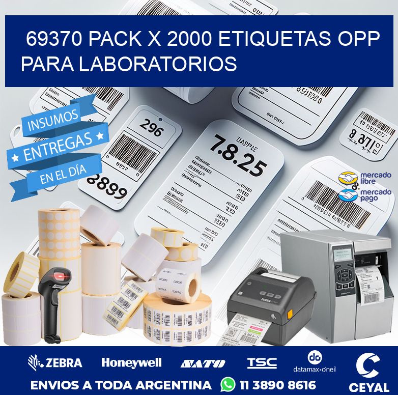 69370 PACK X 2000 ETIQUETAS OPP PARA LABORATORIOS