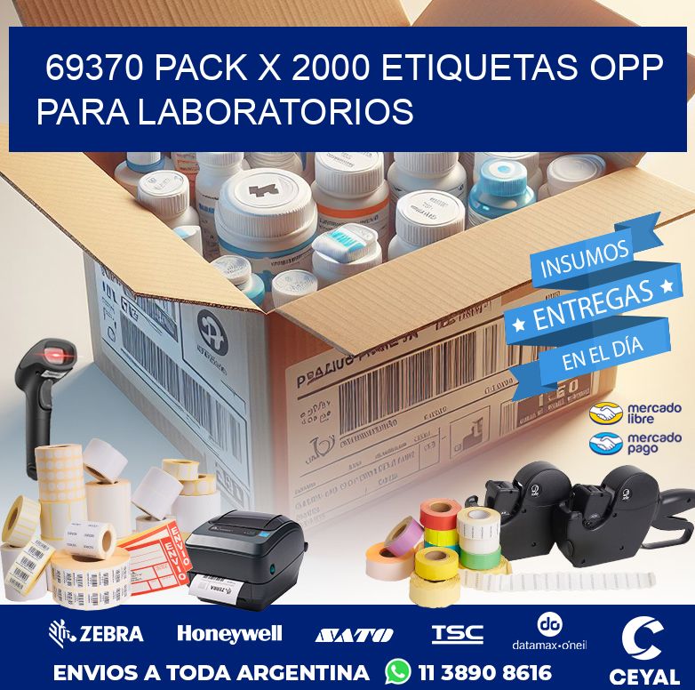 69370 PACK X 2000 ETIQUETAS OPP PARA LABORATORIOS