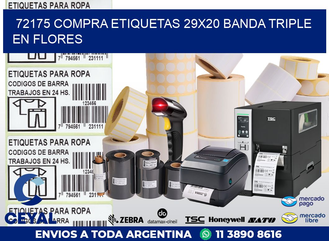 72175 COMPRA ETIQUETAS 29X20 BANDA TRIPLE EN FLORES