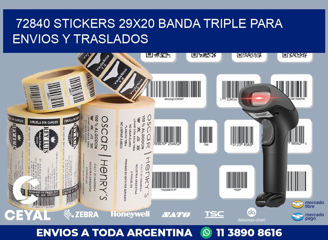 72840 STICKERS 29X20 BANDA TRIPLE PARA ENVIOS Y TRASLADOS