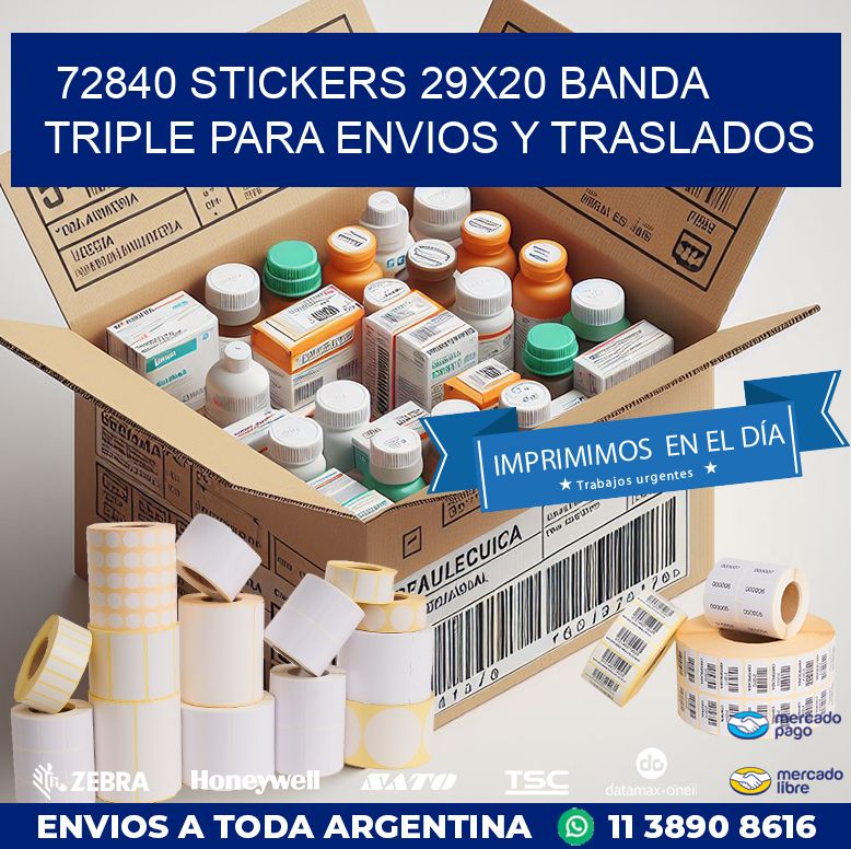 72840 STICKERS 29X20 BANDA TRIPLE PARA ENVIOS Y TRASLADOS