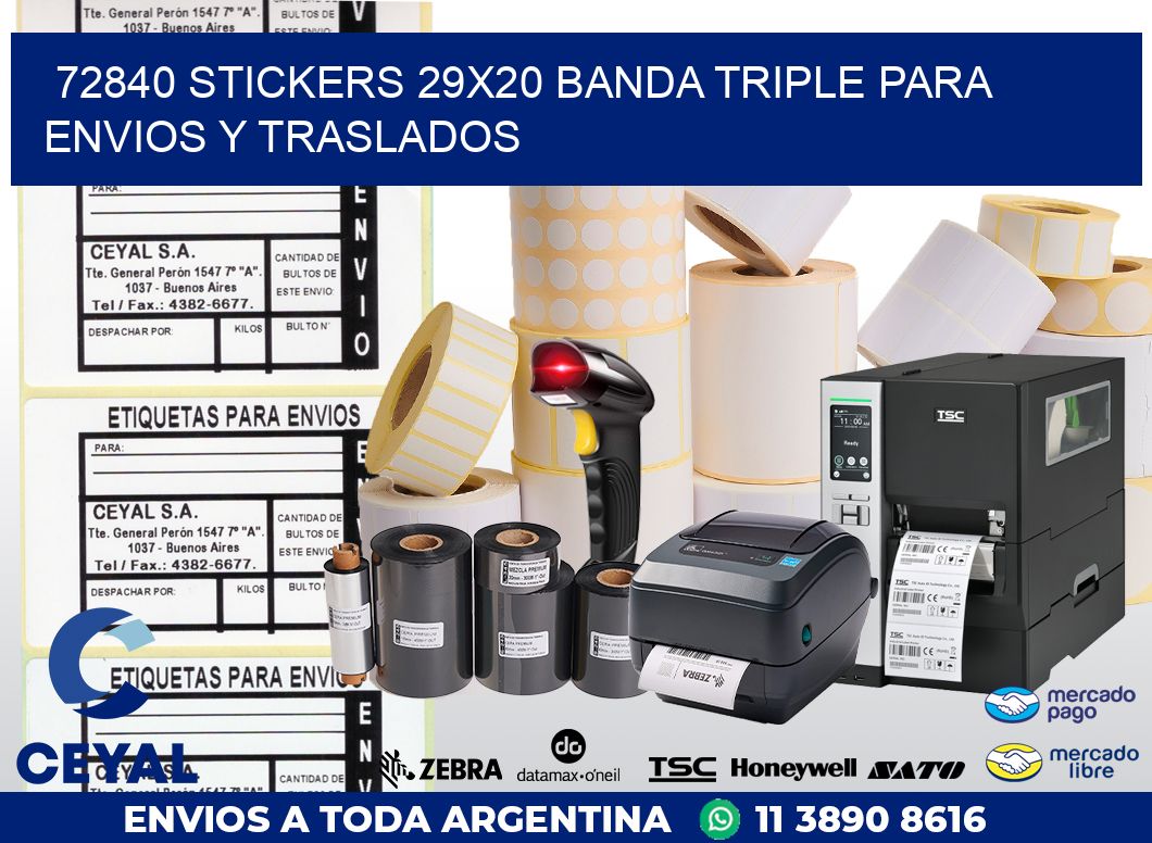 72840 STICKERS 29X20 BANDA TRIPLE PARA ENVIOS Y TRASLADOS