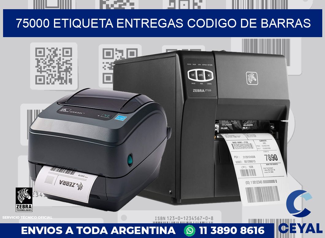 75000 ETIQUETA ENTREGAS CODIGO DE BARRAS