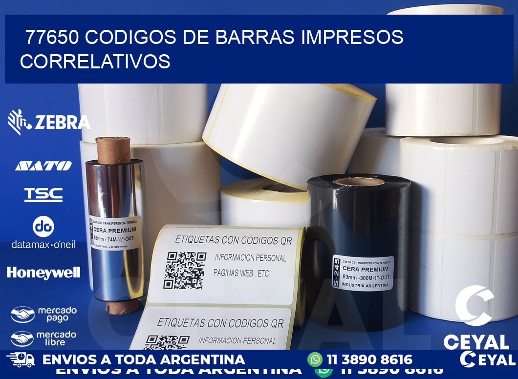 77650 codigos de barras impresos correlativos
