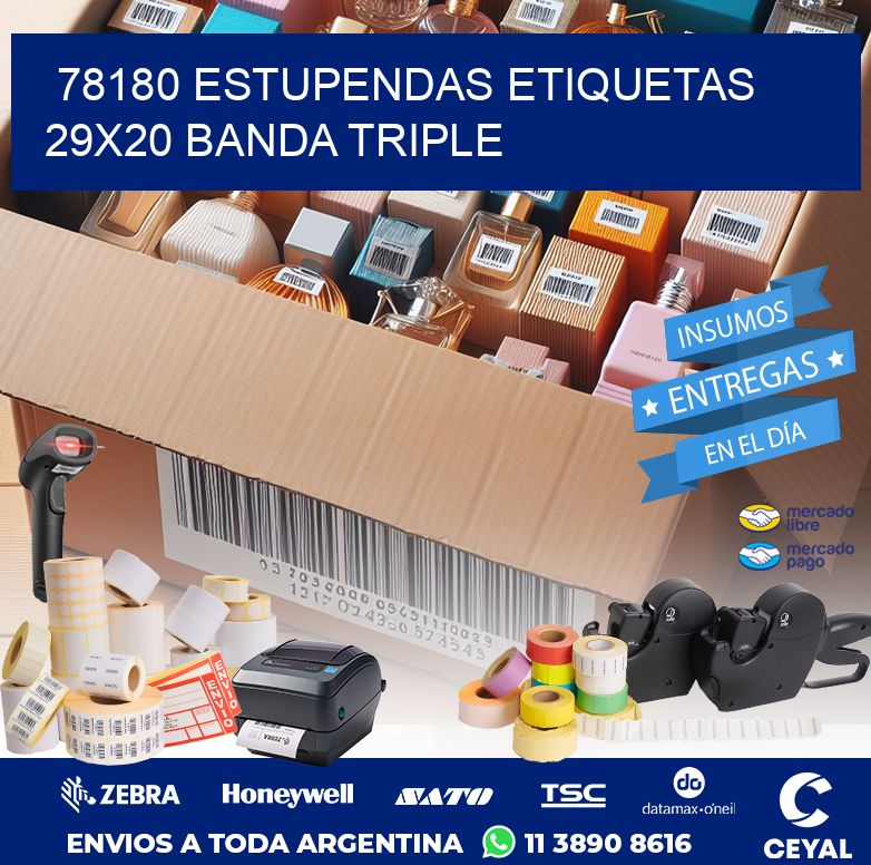 78180 ESTUPENDAS ETIQUETAS 29X20 BANDA TRIPLE