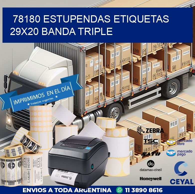78180 ESTUPENDAS ETIQUETAS 29X20 BANDA TRIPLE