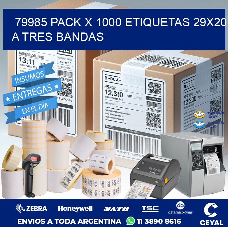 79985 PACK X 1000 ETIQUETAS 29X20 A TRES BANDAS