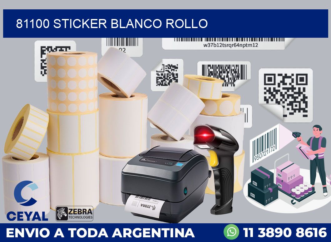 81100 sticker blanco rollo