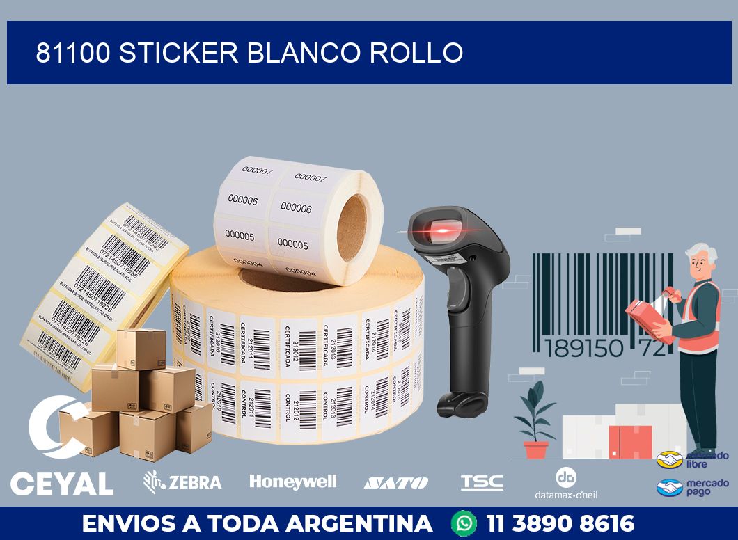 81100 sticker blanco rollo