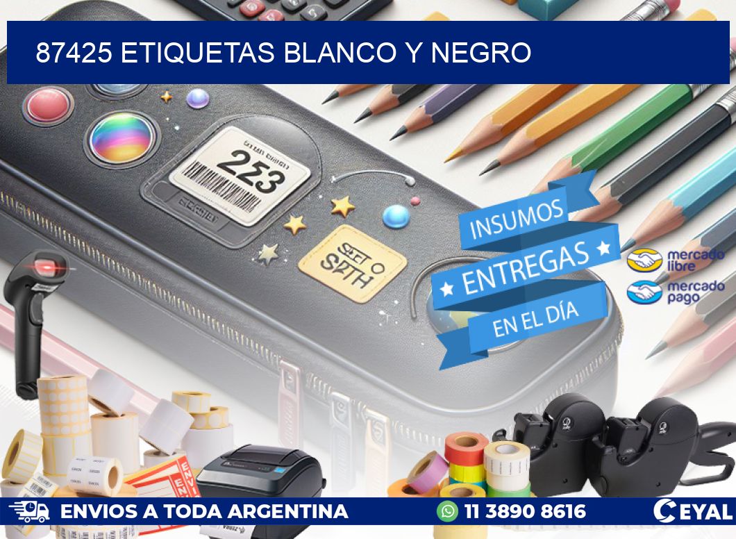 87425 etiquetas blanco y negro
