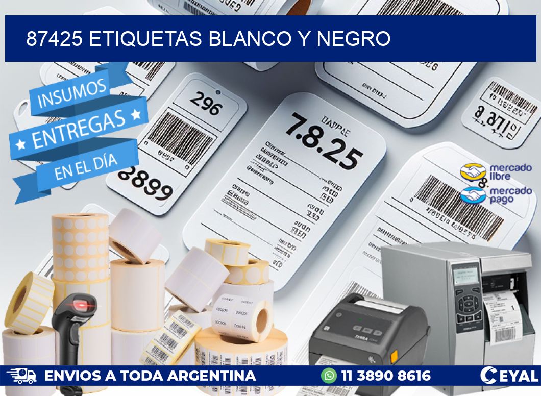 87425 etiquetas blanco y negro
