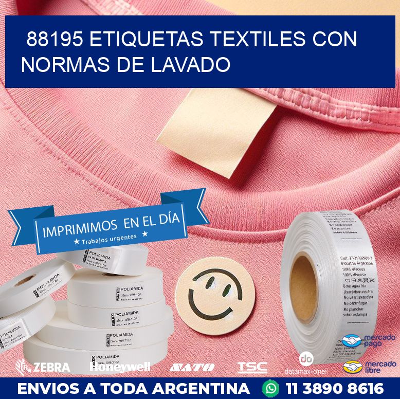 88195 ETIQUETAS TEXTILES CON NORMAS DE LAVADO