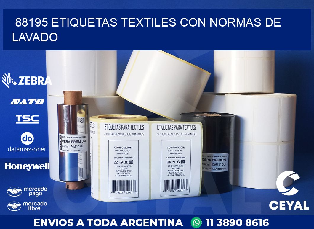 88195 ETIQUETAS TEXTILES CON NORMAS DE LAVADO