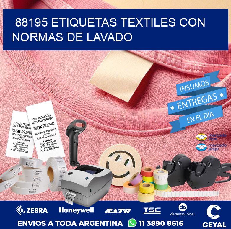 88195 ETIQUETAS TEXTILES CON NORMAS DE LAVADO